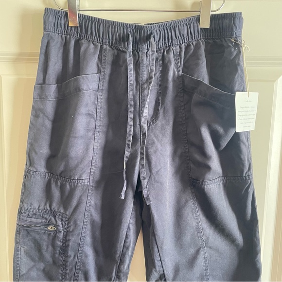 Nicole Miller Jogger Gray Pants Lyocell Tappered Pull Cargo - Picture 2 of 13